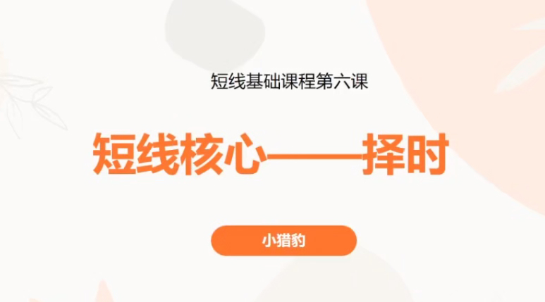小猎豹卖点与仓位分配视频+短线核心—择时视频 2集