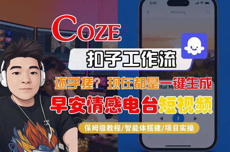 【Coze工作流搭建实操教程】【coze】早安情感电台日签视频还在手动做？用扣子工作流自动生成，省时90%