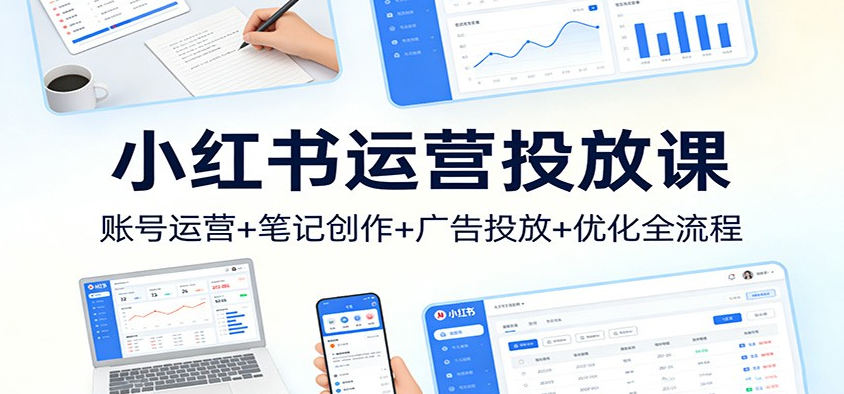 小红书运营投放课：账号运营+笔记创作+广告投放+优化全流程