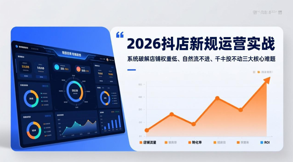 2026抖店新规运营实战：系统破解店铺权重低、自然流不进、千川投不动三大核心难题