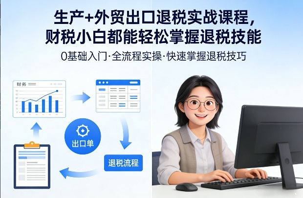 生产+外贸出口退税实战课程，财税小白都能轻松掌握退税技能