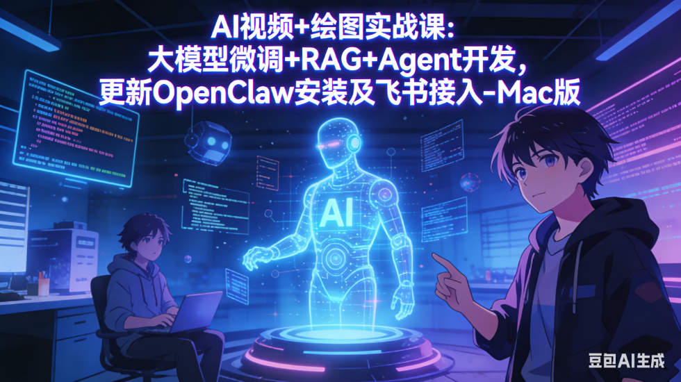 AI视频+绘图实战课：大模型微调+RAG+Agent开发，更新OpenClaw安装及飞书接入-Mac版