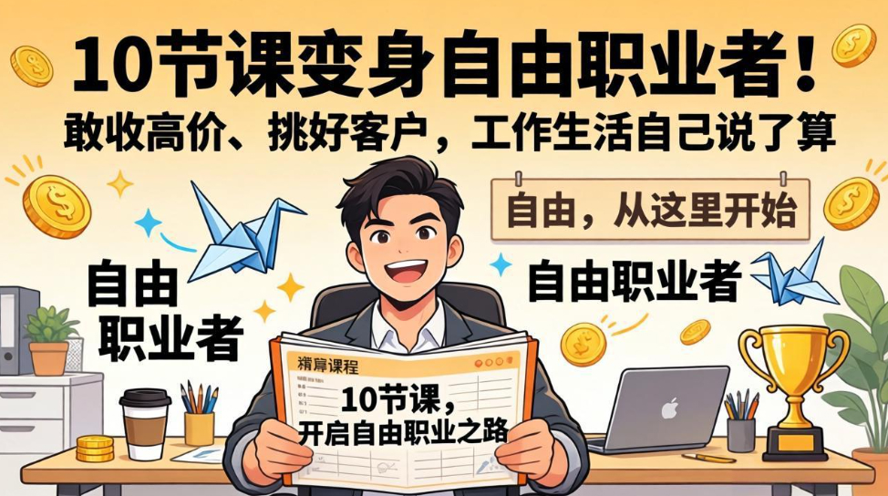 10 节课变身自由职业者！敢收高价、挑好客户，工作生活自己说了算