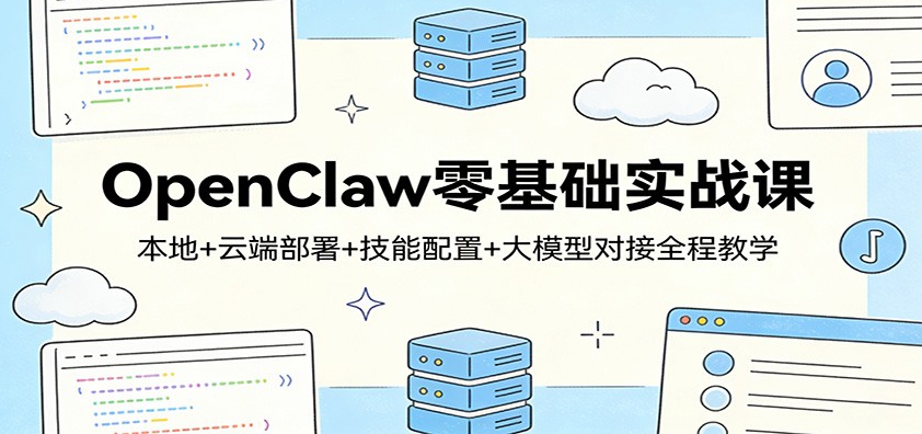 OpenClaw零基础实战课：本地+云端部署+技能配置+大模型对接全程教学