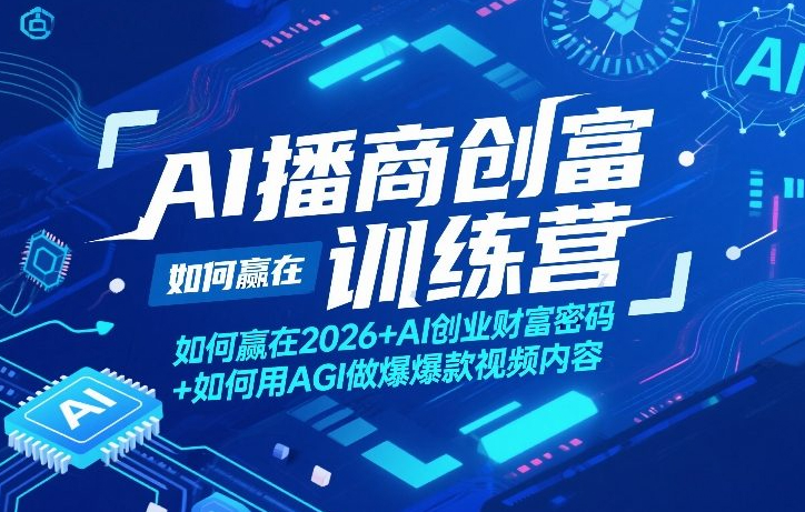 AI播商创富训练营，如何赢在2026+AI创业财富密码+如何用AGI做爆款视频内容