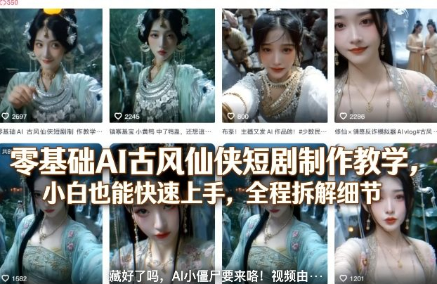 零基础AI古风仙侠短剧制作教学，小白也能快速上手，全程拆解细节