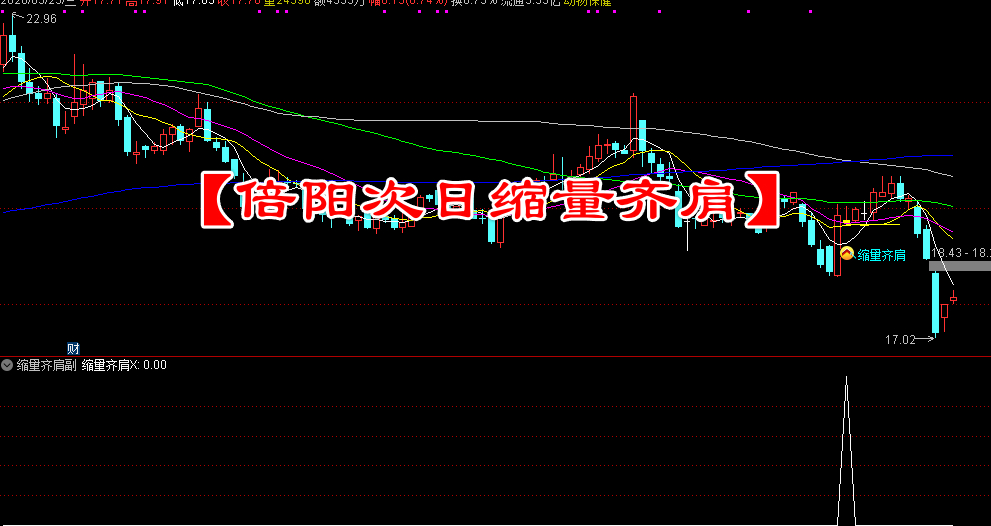 通达信【倍阳次日缩量齐肩】指标，主图、副图、选股，揭秘主力新手法，精准捕捉拉升前兆，主用于创业板，无未来函数，手机电脑通达信通用