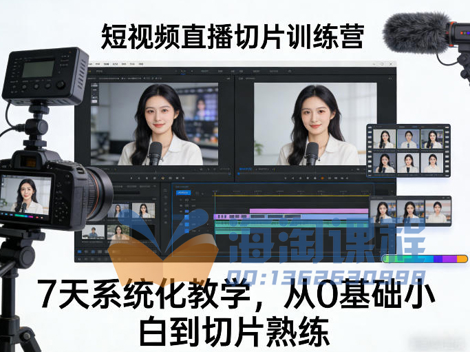 胡说老王-短视频直播切片训练营，7天系统化教学，从0基础小白到切片熟练