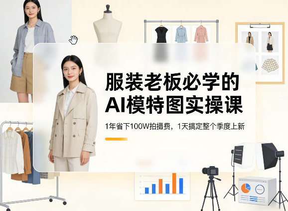 服装老板必学的AI模特图实操课，1年省下100W拍摄费，1天搞定整个季度上新