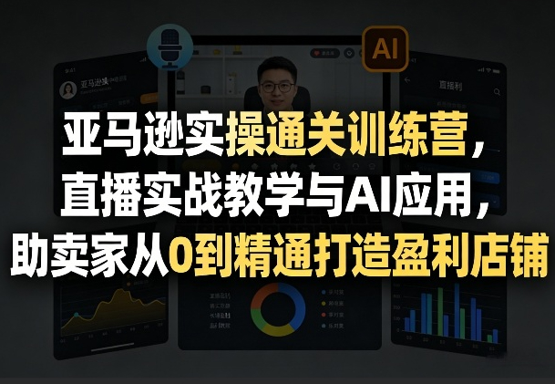 亚马逊实操通关训练营，直播实战教学与AI应用，助卖家从0到精通打造盈利店铺