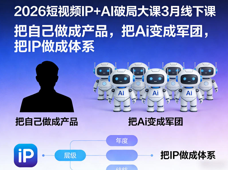 2026短视频IP+AI破局大课3月线下课，把自己做成产品，把Ai变成军团，把IP做成体系