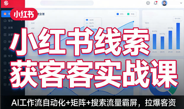 小红书线索获客实战课，AI工作流自动化+矩阵+搜索流量霸屏，拉爆客资