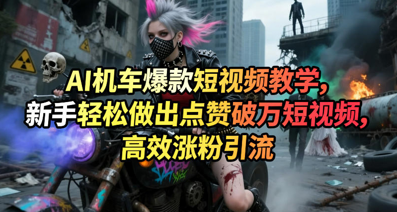 AI机车爆款短视频教学，新手轻松做出点赞破万短视频，高效涨粉引流