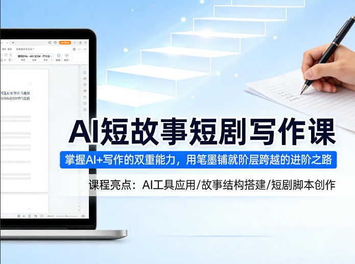 AI短故事短剧写作课，掌握AI+写作的双重能力，用笔墨铺就阶层跨越的进阶之路