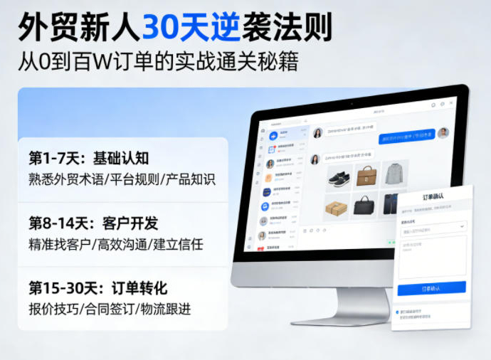 外贸新人30天逆袭法则，教你从0到百W订单的实战通关秘籍