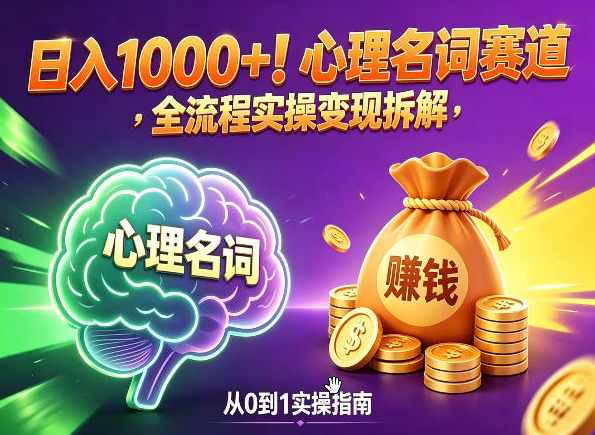 心理名词赛道，新手小白也能做，全流程项目拆解，单日变现1k+