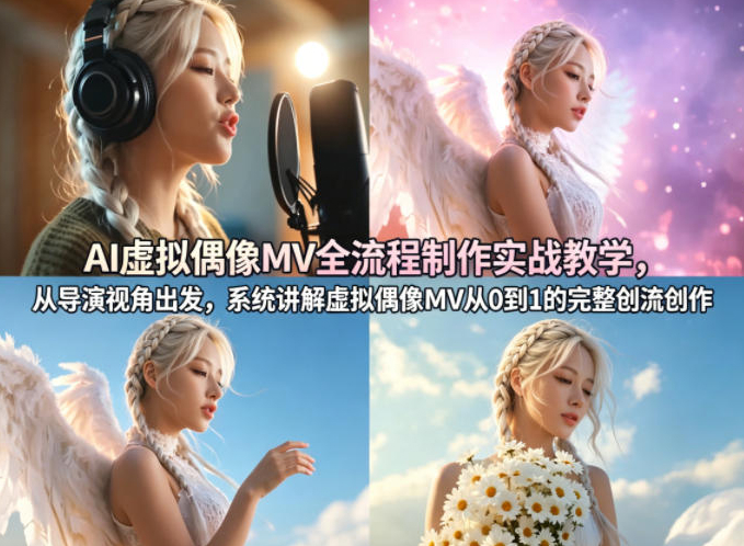 AI虚拟偶像MV全流程制作实战教学，从导演视角出发，系统讲解虚拟偶像MV从0到1的完整创作流程
