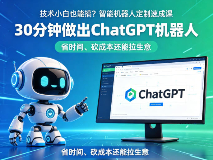 技术小白也能搞？智能机器人定制速成课，30分钟做出ChatGPT机器人，省时间、砍成本还能拉生意