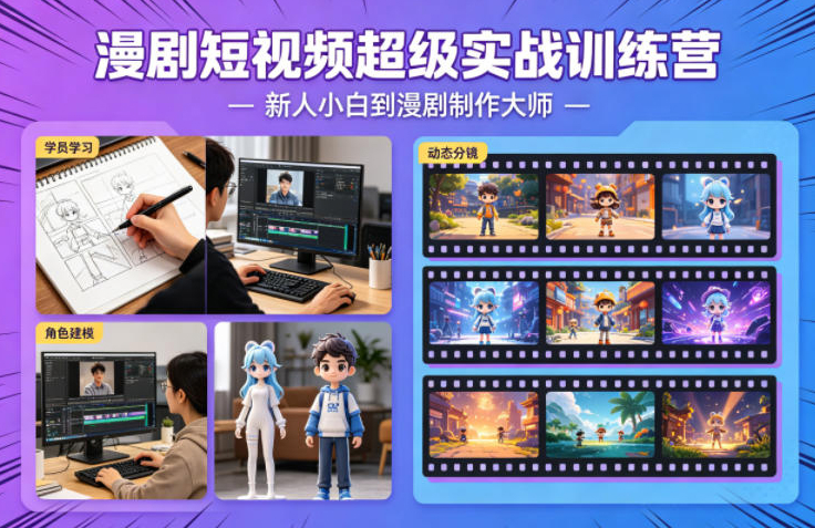 漫剧短视频超级实战训练营，新人小白到漫剧制作大师