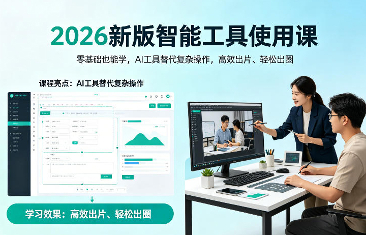 2026新版智能工具使用课，零基础也能学，用AI工具替代复杂操作，高效出片、轻松出圈