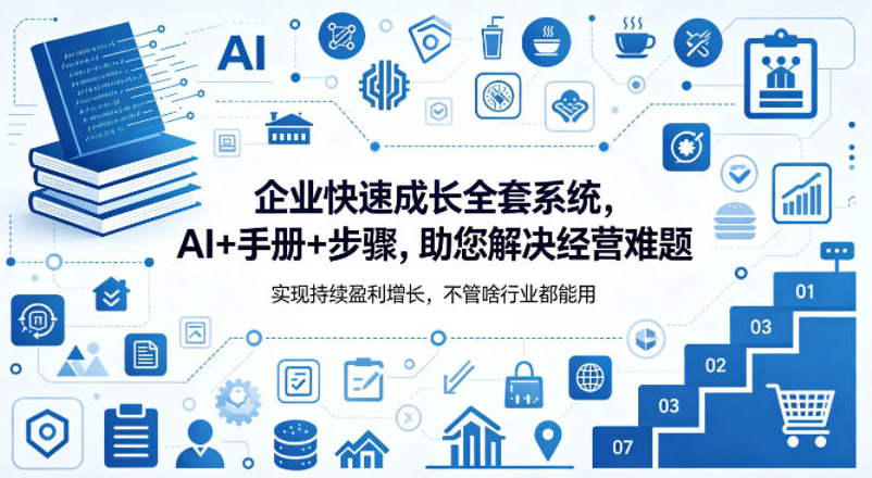 企业快速成长全套系统，AI+手册+步骤，助您解决经营难题，实现持续盈利增长，不管啥行业都能用