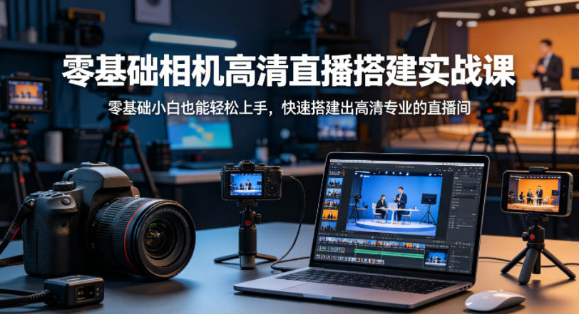 零基础相机高清直播间搭建实战课，小白也能轻松上手，快速搭建出高清专业的直播间