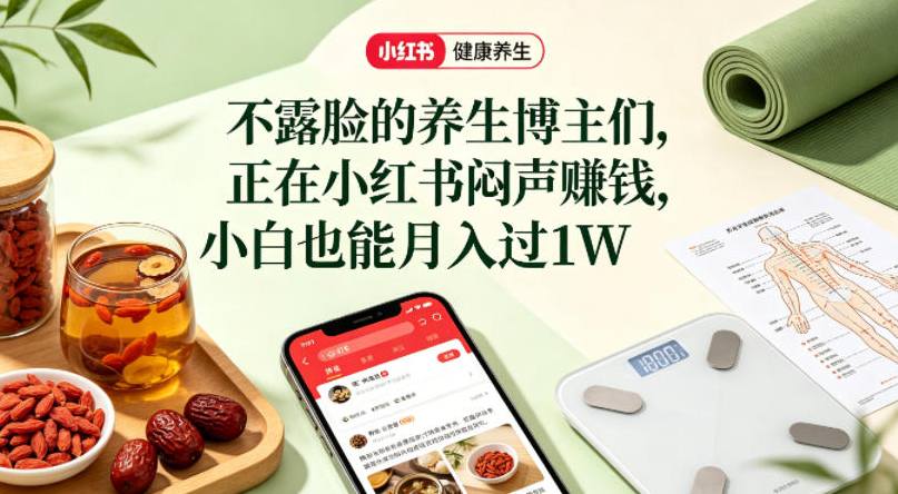 小红书健康养生科普图文赛道，不露脸的养生博主们，正在小红书闷声賺钱，小白也能月入过1W
