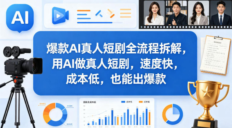 爆款AI真人短剧全流程拆解，用AI做真人短剧，速度快，成本低，也能出爆款