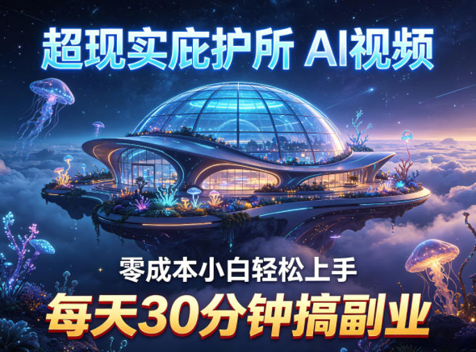 超现实庇护所AI视频项目拆解，零成本小白轻松上手，每天30分钟搞副业