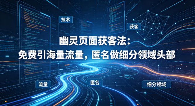 用懂技术！幽灵页面获客法：免费引海量流量，匿名做细分领域头部