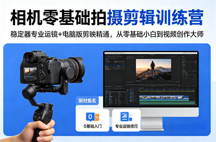 相机零基础拍摄剪辑训练营：稳定器专业运镜+电脑版剪映精通，从零基础小白到视频创作大师