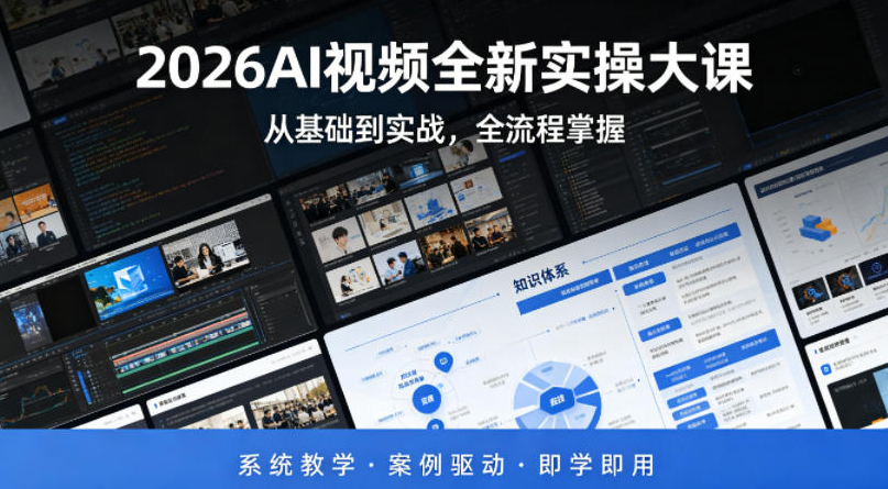 2026AI视频全新实操大课，从基础到实战，全流程掌握，系统教学·案例驱动·即学即用