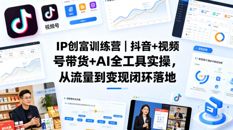 IP创富训练营 抖音+视频号带货+AI全工具实操，从流量到变现闭环落地