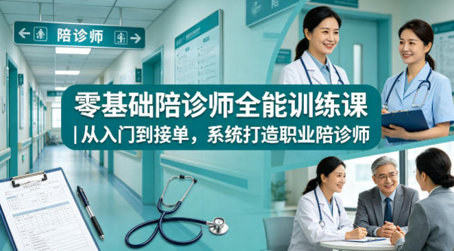 零基础陪诊师全能训练课 从入门到接单，系统打造职业陪诊师