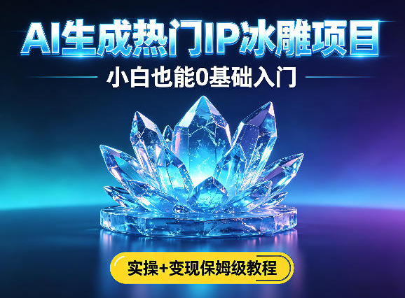 AI生成热门ip冰雕项目，小白也能0基础入门，实操+变现保姆级教程
