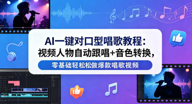 AI一键对口型唱歌教程：视频人物自动跟唱+音色转换，零基础轻松做爆款唱歌视频