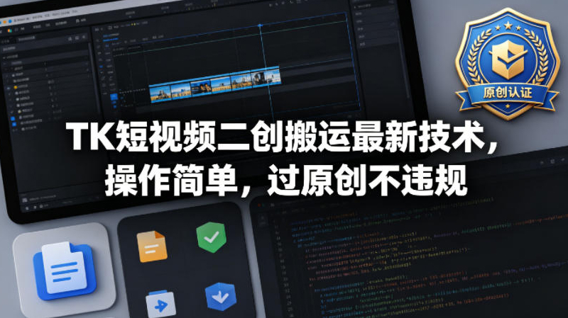 TK短视频二创搬运最新技术，操作简单，过原创不违规