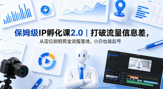 保姆级IP孵化课2.0｜打破流量信息差，从定位到拍剪全流程落地，小白也能起号
