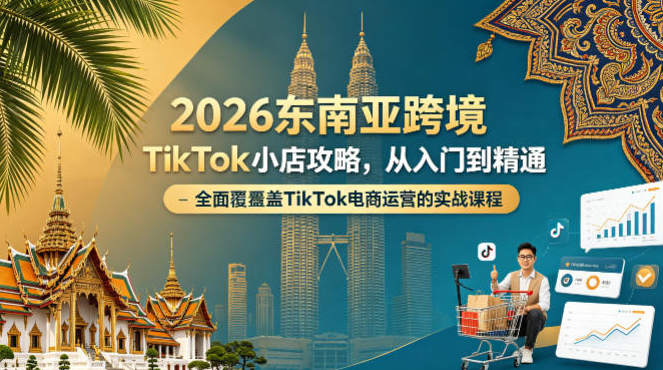2026东南亚跨境TikTok小店攻略，从入门到精通、全面覆盖TikTok电商运营的实战课程（更新4月）