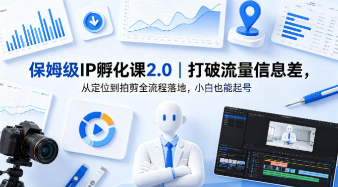 保姆级IP孵化课2.0｜打破流量信息差，从定位到拍剪全流程落地，小白也能起号
