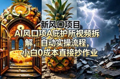 新风口项目AI庇护所视频拆解，自动实操流程，小白0成本直接抄作业