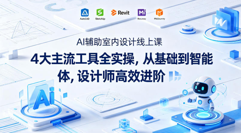 AI辅助室内设计线上课｜4大主流工具全实操，从基础到智能体，设计师高效进阶