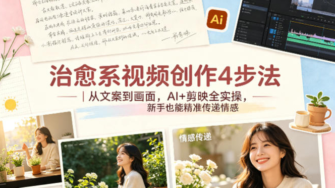 治愈系视频创作4步法｜从文案到画面，AI+剪映全实操，新手也能精准传递情感