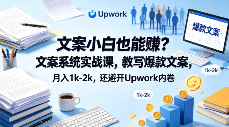 文案小白也能賺？文案系统实战课，教写爆款文案，月入1k-2k，还避开Upwork内卷【原创双语字幕】