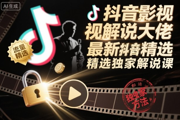 抖音影视解说大佬最新抖音进精选和独家方法，精选独家解说课