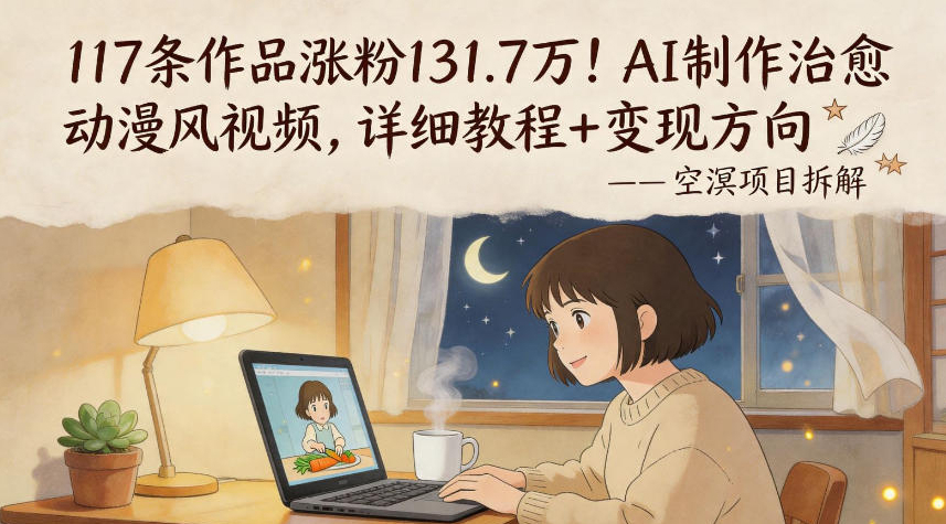 117条作品涨粉131.7W！AI制作治愈动漫风视频，详细教程+变现方向