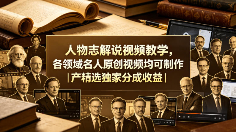 人物志解说视频教学，各领域名人原创视频均可制作丨精选独家分成收益（更新0430）