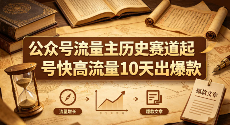 公众号流量主之历史赛道，起号快+高流量，10天就能出爆款！