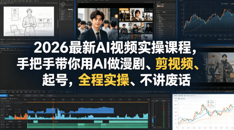 2026最新AI视频实操课程，手把手带你用AI做漫剧、剪视频、起号，全程实操、不讲废话
