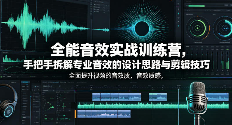 全能音效实战训练营，手把手拆解专业音效的设计思路与剪辑技巧，全面提升视频的音效质感